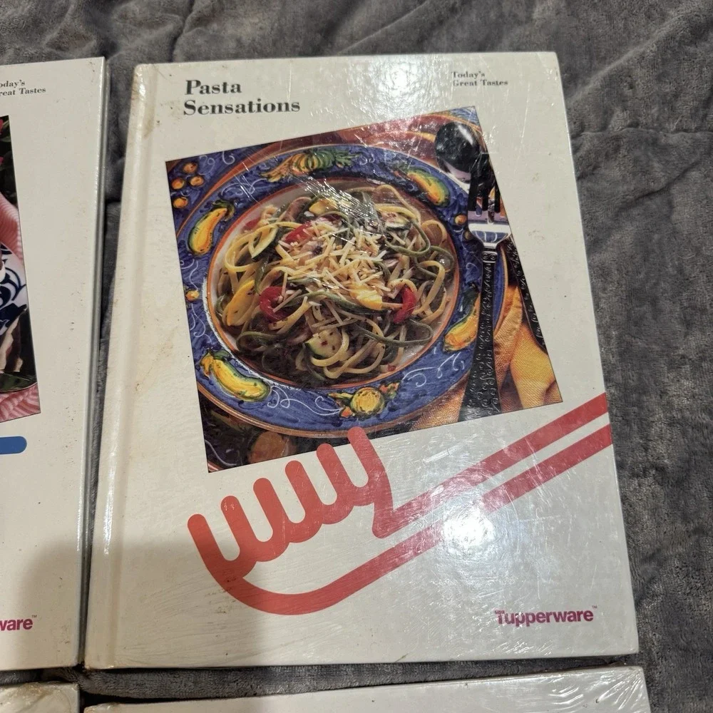 4 NEW Tupperware Cookbooks Recipe Books Set Salads Pasta Chocolate‎ Cookies Vtg